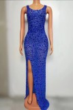 Women sexy party leg-revealing sparkling rhinestone evening dress