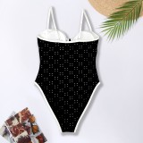 Women Solid Hollow Bikini One-Piece Swimwear