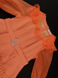 Women Round Neck Lantern Sleeve Party Formal Party Dress