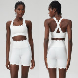 Women Summer Small Wave Yoga Quick Dry Running Fitness Clothes Two Piece Set