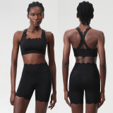 Women Summer Small Wave Yoga Quick Dry Running Fitness Clothes Two Piece Set