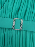 Women Ruffle Sleeve Elegant Formal Party Chiffon Dresses