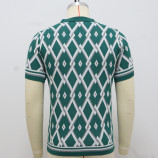 Men's Clothing Summer Jacquard Knitting Short Sleeve Polo Shirt