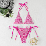 Shell Decoration Mesh Sexy Lace-Up Bikini Two Pieces Women's Swimsuit