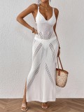 Women's Strap Lace-Up Slit Slim Holidays Beach Long Dress