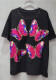 Beaded Sequin Butterfly Pink T-Shirt's Summer Loose Casual Tops