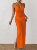 Women's Strap Lace-Up Slit Slim Holidays Beach Long Dress