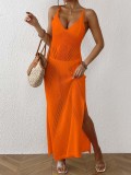 Women's Strap Lace-Up Slit Slim Holidays Beach Long Dress