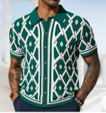 Men's Clothing Summer Jacquard Knitting Short Sleeve Polo Shirt