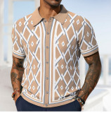 Men's Clothing Summer Jacquard Knitting Short Sleeve Polo Shirt