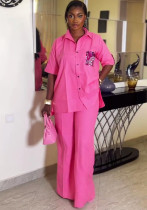 Summer Africa Casual Women's Short Sleeve Shirt Trousers Two-Piece Set