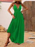 Summer Women's V-Neck Strap Low Back Sexy Beach Long Dress