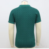 Summer Short Sleeve Men's Fashion Knitting Top Casual Button Polo Shirt