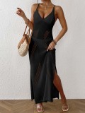 Women's Strap Lace-Up Slit Slim Holidays Beach Long Dress