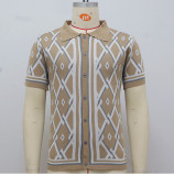 Men's Clothing Summer Jacquard Knitting Short Sleeve Polo Shirt