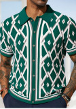 Men's Clothing Summer Jacquard Knitting Short Sleeve Polo Shirt