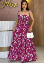 Women's Casual Printed Strap Spring And Summer Holidays Dress