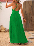 Summer Women's V-Neck Strap Low Back Sexy Beach Long Dress