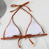 Shell Decoration Mesh Sexy Lace-Up Bikini Two Pieces Women's Swimsuit