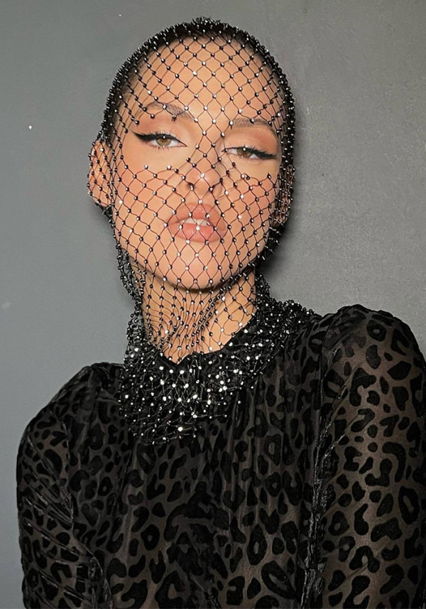 Carnival Party Diamond Fishnet Hood Hat