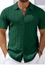 Summer Short Sleeve Men's Fashion Knitting Top Casual Button Polo Shirt