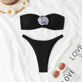 Strapless Flower Two Pieces Women's Bikini  Swimsuit
