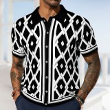 Men's Clothing Summer Jacquard Knitting Short Sleeve Polo Shirt