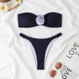 Strapless Flower Two Pieces Women's Bikini  Swimsuit