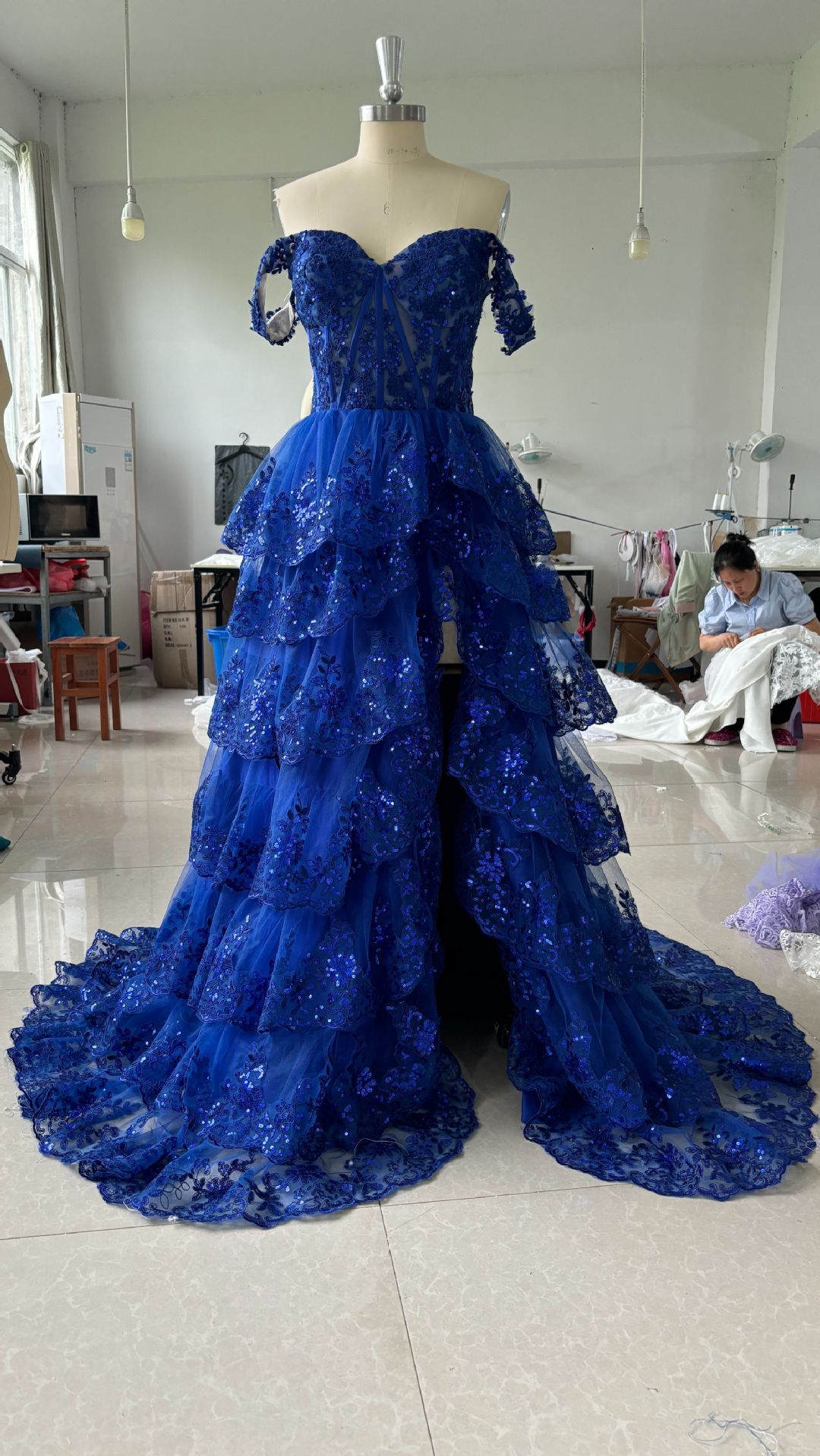 Off-Shoulder Slit Evening Dress for Formal Parties