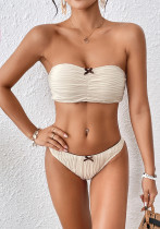 Solid Color Strapless Bikini Sexy Two Pieces Women's Swimsuit