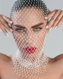 Carnival Party Diamond Fishnet Hood Hat