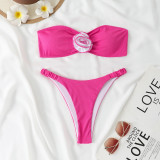 Strapless Flower Two Pieces Women's Bikini  Swimsuit