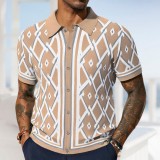 Men's Clothing Summer Jacquard Knitting Short Sleeve Polo Shirt