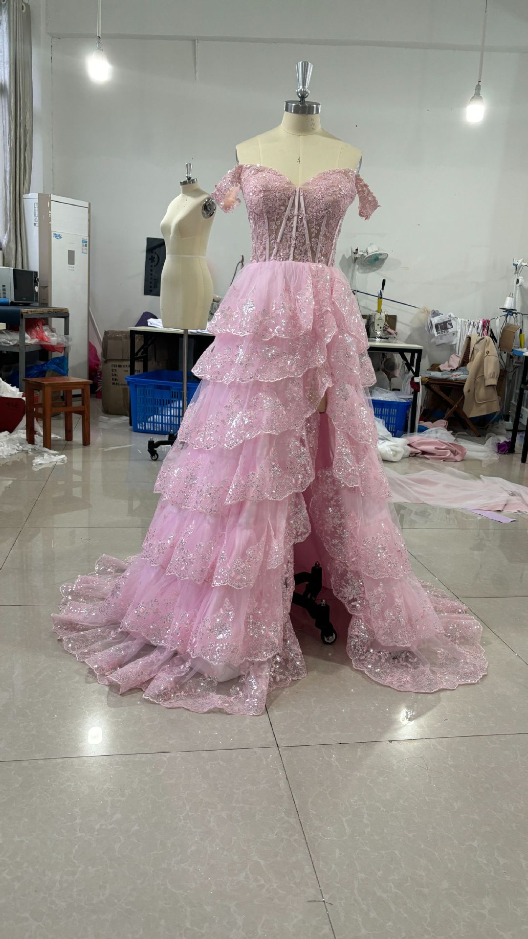 Off-Shoulder Slit Evening Dress for Formal Parties