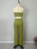Elastic Button Strapless Top Bell Bottom Casual Pants Summer Two-Piece Set Women's Clothing