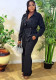 Spring Women's Suit Slim Waist Shirt Trousers Black Two-Piece Set