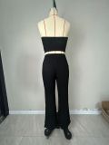 Elastic Button Strapless Top Bell Bottom Casual Pants Summer Two-Piece Set Women's Clothing
