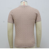 Summer Short Sleeve Men's Fashion Knitting Top Casual Button Polo Shirt