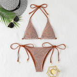 Shell Decoration Mesh Sexy Lace-Up Bikini Two Pieces Women's Swimsuit