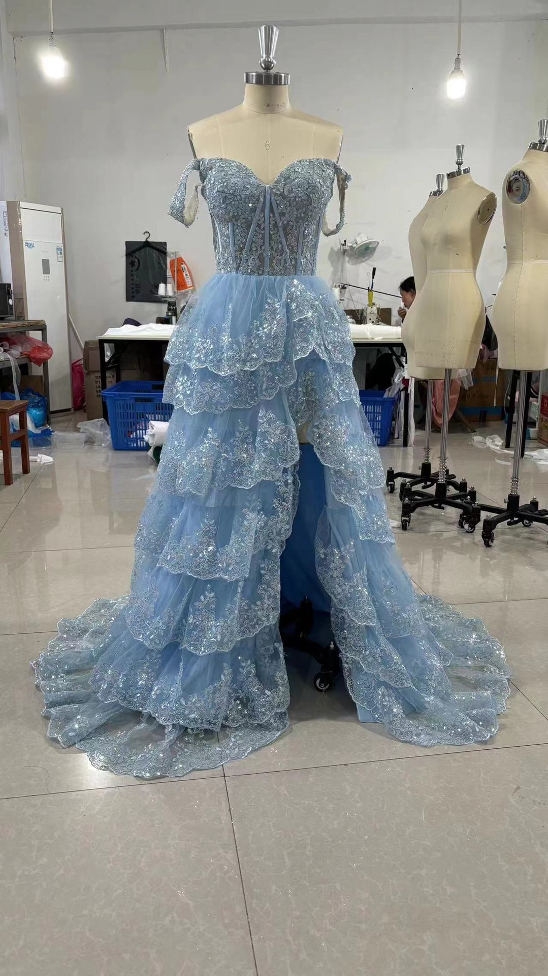 Off-Shoulder Slit Evening Dress for Formal Parties