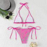 Shell Decoration Mesh Sexy Lace-Up Bikini Two Pieces Women's Swimsuit