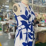 Spring And Summer Women Sleeveless Leaf Print Knot Irregular Midi Dress