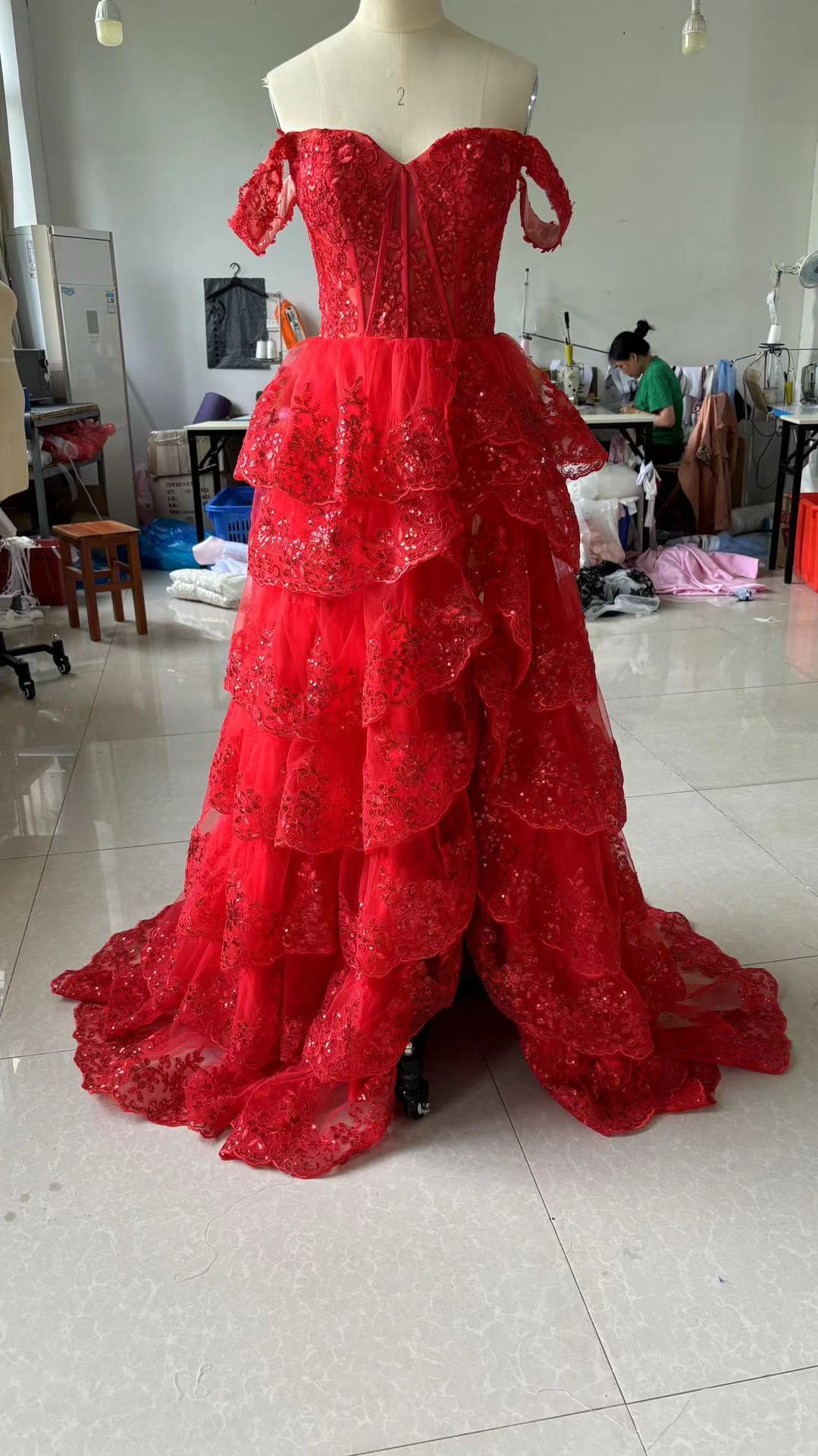 Off-Shoulder Slit Evening Dress for Formal Parties