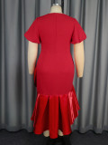 Square Neck Puff Sleeve Fishtail High Waist Formal Party Dress