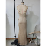 Summer Beaded Mesh Strap Sexy Fishtail Evening Dress