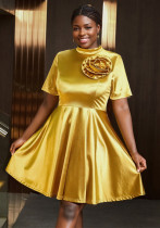 Luxury Gold Flower Dress Cocktail Formal Party A-Line Dress Luxury Gold Flower Dress Cocktail Formal Party A-Line Dress