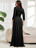 Spring And Autumn Women's Fashion Elegant V-Neck With Belt Slim Waist Plus Size Dress