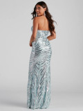 Women's Formal Party Sequin Strapless Sexy Evening Dress