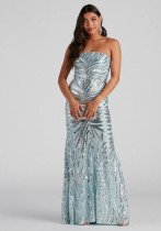 Women's Formal Party Sequin Strapless Sexy Evening Dress Women's Formal Party Sequin Strapless Sexy Evening Dress