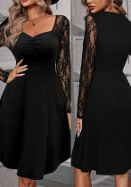 Women's Fashion Elegant Lace Patchwork A-Line Plus Size Dress